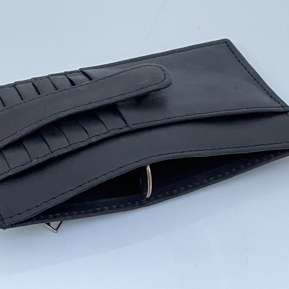 Card Holders Wallet Black Genuine Leather Handmade - Picture 7 of 10